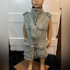 Rare Editions Kids Utility Vest Tan Sleeveless Jacket YKK Zip Snap Front